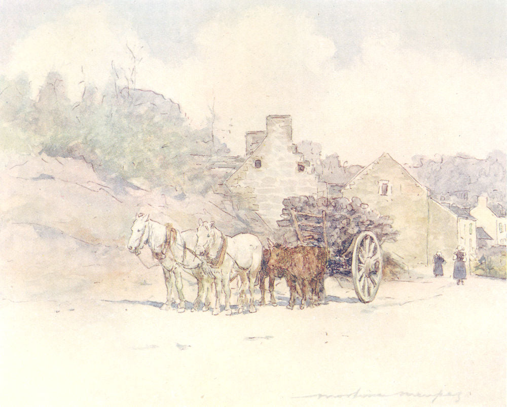 BRITTANY. On the road to Bannalec 1905 old antique vintage print picture